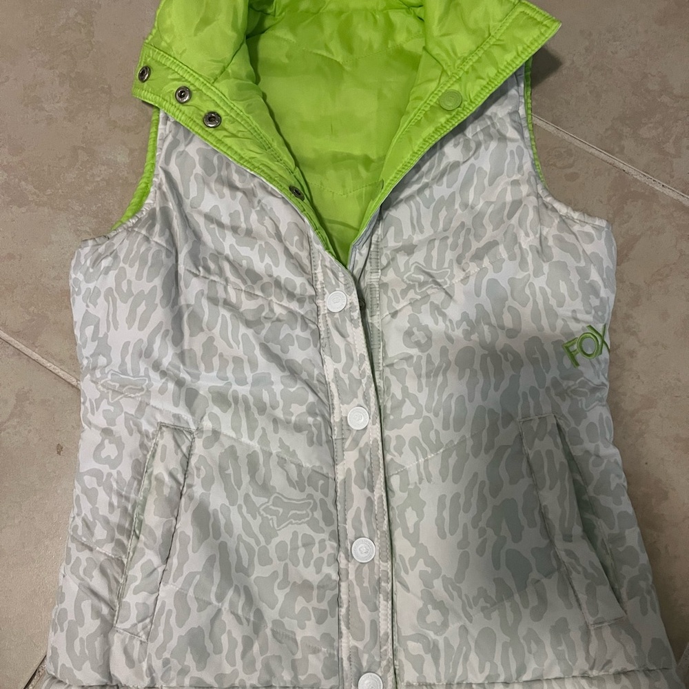 Fox Leopard Print Vest with Lime Interior